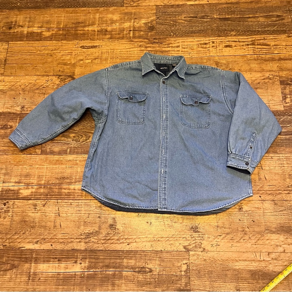 VTG Puritan Men's 3XL Denim Jacket Blue Stripe Fleece Lined Outdoors Chore Field